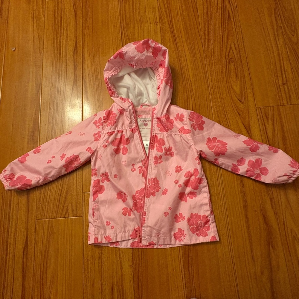 Carter Floral pink rain coat jacket slicker carters summer spring hood